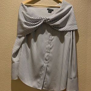 Trouve Blouse, Striped Off Shoulder